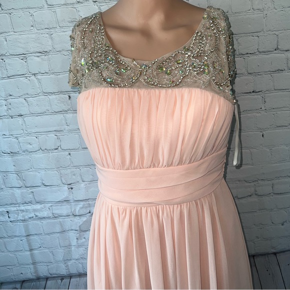 Jodi Kristopher Light Pink & Silver Bedazzled Formal Dress size 7 - Picture 2 of 10